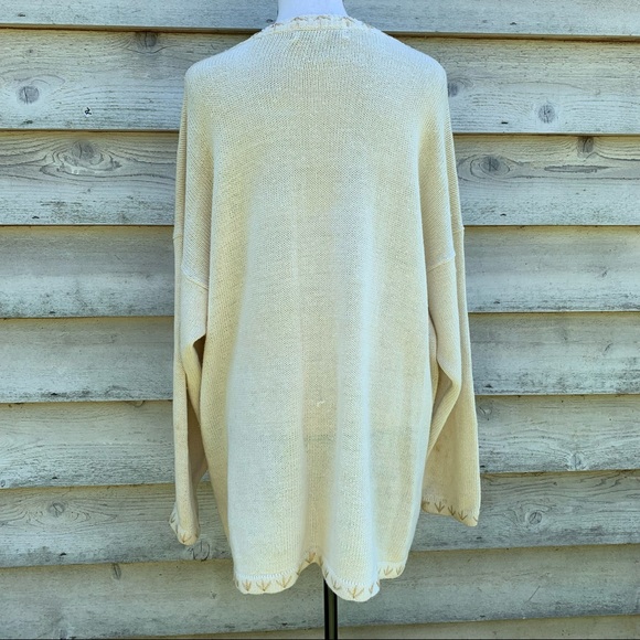 Vintage 90s White Patchwork Appliqué Long Sleeve Crewneck Ugly Christmas Sweater - Picture 15 of 16